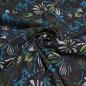 Preview: Fabric chiffon blouse fabric floral pattern leaves design black petrol brown green white dress fabric