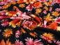 Preview: Fabric viscose jersey with flowers blossoms design black orange red dress fabric children's fabric