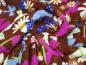 Preview: Fabric Microfleece Wellnessfleece with birds hearts flowers design brown pink blue white colorful children's fabric decoration fabric clothing fabric