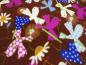 Preview: Fabric Microfleece Wellnessfleece with birds hearts flowers design brown pink blue white colorful children's fabric decoration fabric clothing fabric