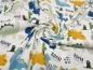 Preview: Fabric cotton jersey dino dinosaur design sand beige blue gray green yellow colorful Miss by Julie children's fabric dress fabric