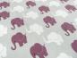 Preview: Fabric cotton jersey elephants parade design light gray white berry children's fabric dress fabric