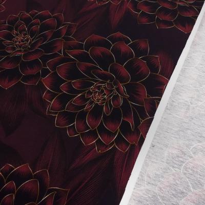 Stoff Baumwolle Jersey Blumen Blüten Madita Design bordeaux bunt Kleiderstoff Kinderstoff