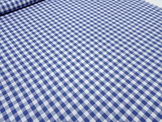 Fabric cotton Zefir check with heart 1 cm blue white check blouse fabric dress fabric decoration fabric