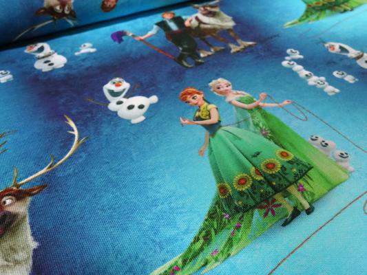 Fabric cotton jersey Disney ice queen Frozen Anna Elsa blue green colorful children's fabric dress fabric