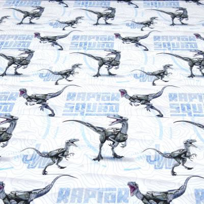 Stoff Baumwoll Jersey Jurassic World Raptor Squad Dinos Dinosaurier Design weiß blau grau bunt Lizenzstoff Kinderstoff Kleiderstoff