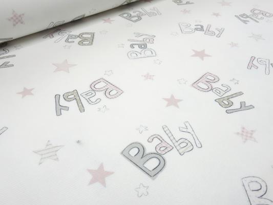 Fabric cotton twill baby stars design white gray pink children's fabric decoration fabric clothing fabric