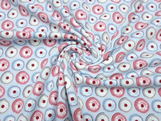 Fabric cotton jersey circles squiggles light blue pink red green white Aunt Ema dress fabric children's fabric