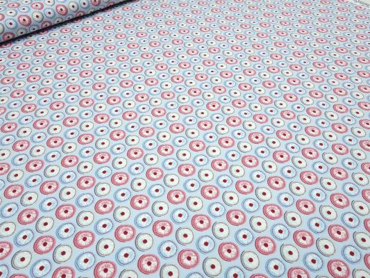 Fabric cotton jersey circles squiggles light blue pink red green white Aunt Ema dress fabric children's fabric