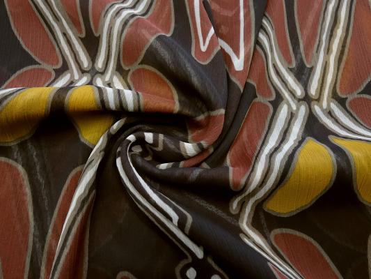 Fabric chiffon bark crepe retro design anthracite chimney red curry beige ecrú blouse fabric dress fabric