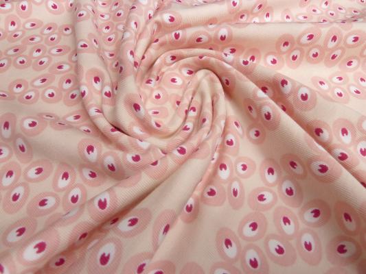 Fabric cotton jersey dots circles eggs graphic pattern retro pink nude white pink dress fabric children's fabric