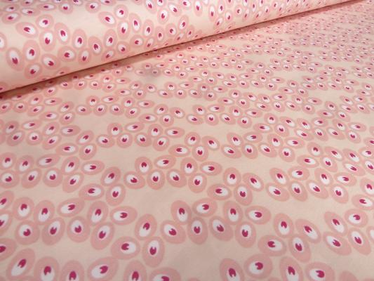 Fabric cotton jersey dots circles eggs graphic pattern retro pink nude white pink dress fabric children's fabric