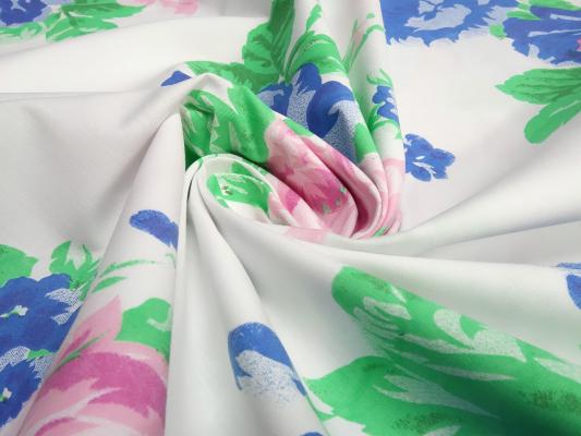 Fabric cotton stretch poplin roses design white blue green pink printed blouse fabric dress fabric