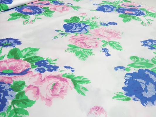 Stoff Baumwolle Stretch Popelin Rosen Design weiss blau grün rosa bedruckt Blusenstoff Kleiderstoff