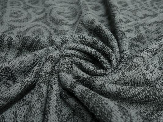 Fabric fine knit jacquard knit fabric with geometric pattern gray black dress fabric