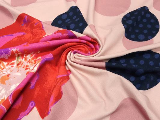 Fabric viscose jersey repeat panel 91 cm x 150 cm dots flower design pink old pink purple blue black colorful dress fabric