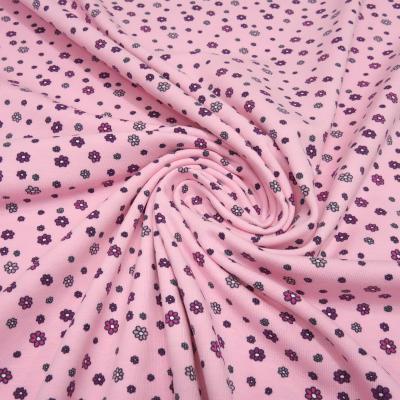 Stoff Baumwolle Jersey mit Blumenmuster Streublumen Design rosa pink schwarz bunt Kleiderstoff Kinderstoff