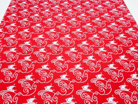 Fabric 100% cotton poplin with a wave design red white dress fabric blouse fabric decorative fabric