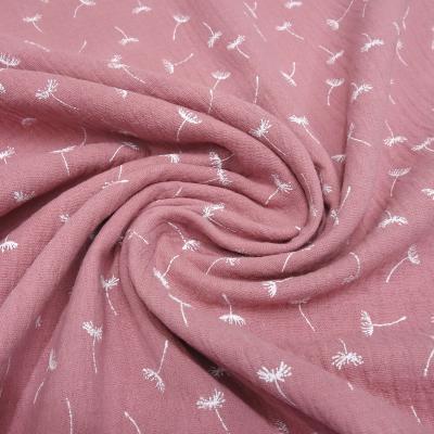 Fabric cotton muslin double gauze dandelion design pink white blouse fabric kids fabric