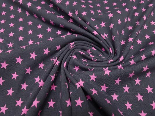 Stoff Baumwolle Jersey mit Sterne Design grau rosa Kinderstoff Kleiderstoff