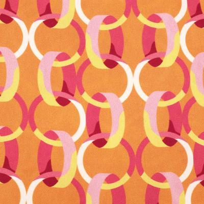 Fabric viscose blouse fabric curls rings design orange pink pink yellow white dress fabric