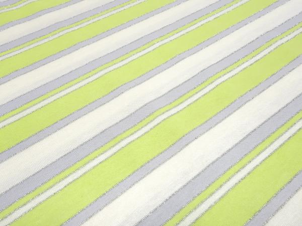 Fabric viscose jersey with stripes design green offwhite gray silver lurex striped dress fabric kids fabric