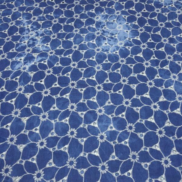 Fabric cotton denim batik embroidery jeans blue white blouse fabric dress fabric