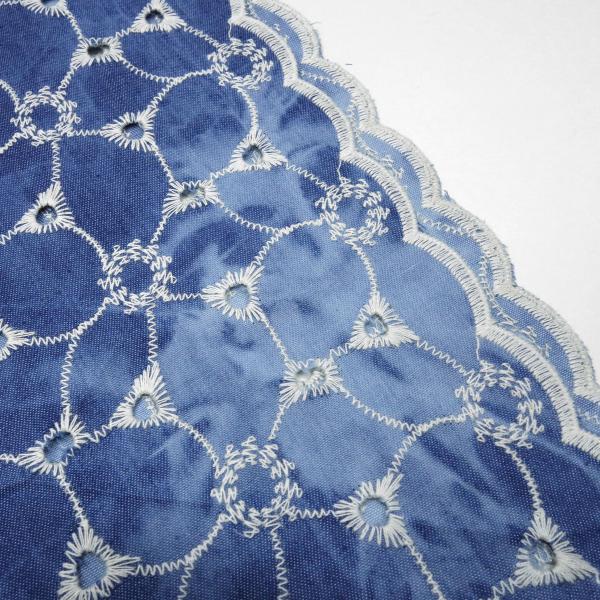 Fabric cotton denim batik embroidery jeans blue white blouse fabric dress fabric