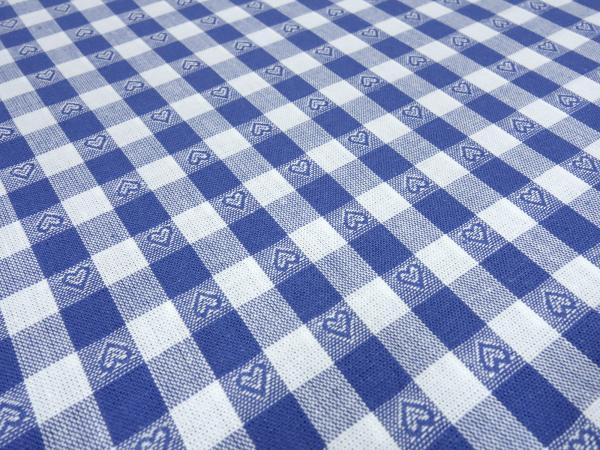 Fabric cotton Zefir check with heart 1 cm blue white check blouse fabric dress fabric decoration fabric