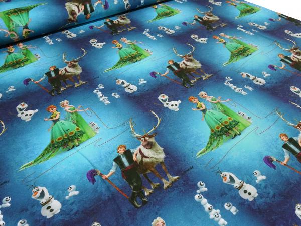 Fabric cotton jersey Disney ice queen Frozen Anna Elsa blue green colorful children's fabric dress fabric