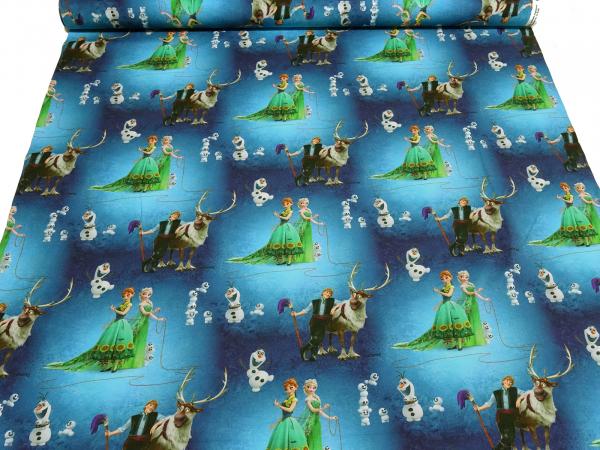 Fabric cotton jersey Disney ice queen Frozen Anna Elsa blue green colorful children's fabric dress fabric