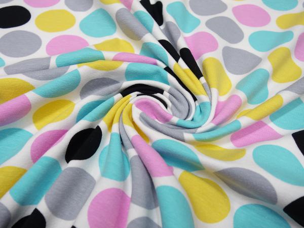 Fabric cotton jersey dots dots white turquoise pink yellow gray black dress fabric children's fabric