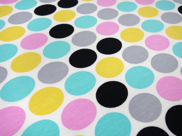 Fabric cotton jersey dots dots white turquoise pink yellow gray black dress fabric children's fabric