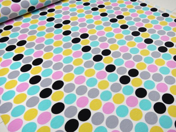 Fabric cotton jersey dots dots white turquoise pink yellow gray black dress fabric children's fabric