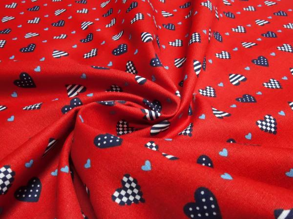 Fabric cotton poplin hearts design red black white gray blouse fabric dress fabric decoration fabric children's fabric