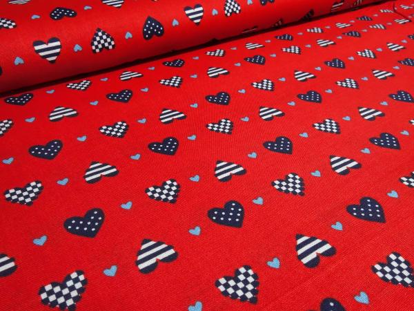 Fabric cotton poplin hearts design red black white gray blouse fabric dress fabric decoration fabric children's fabric