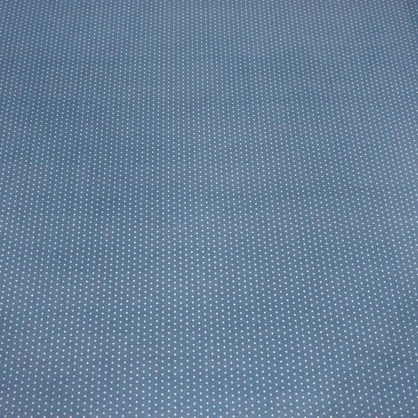 Stoff Baumwolle Popeline mit 2 mm Punkte Pünktchen Design jeans blau weiß Kleiderstoff Blusenstoff Dekostoff