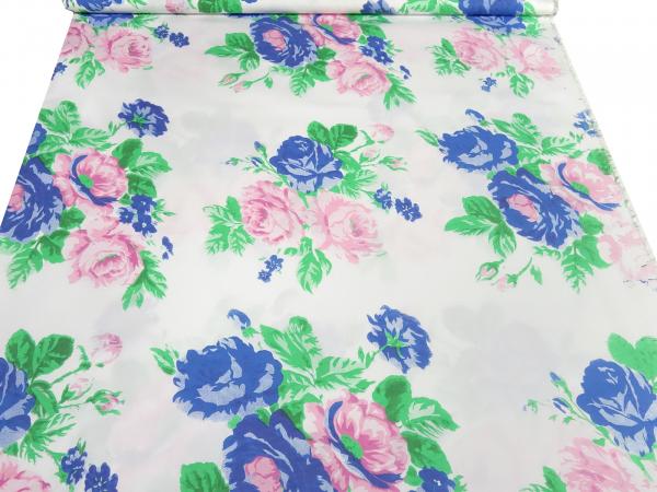 Fabric cotton stretch poplin roses design white blue green pink printed blouse fabric dress fabric