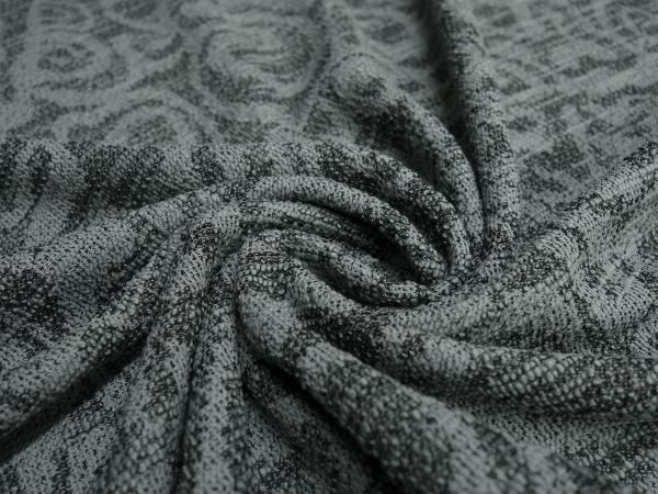 Fabric fine knit jacquard knit fabric with geometric pattern gray black dress fabric