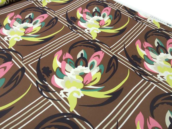 Fabric viscose blouse fabric with floral pattern design brown pink beige green dress fabric