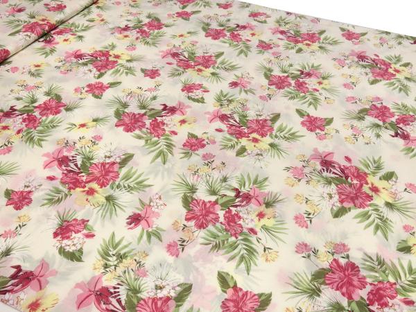 Fabric cotton Voilé floral pattern design vanilla red pink green yellow blouse fabric dress fabric