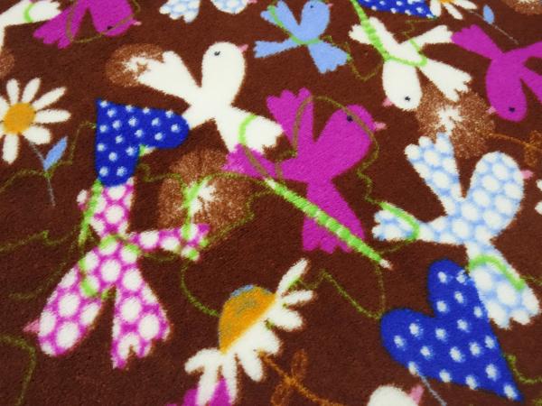 Fabric Microfleece Wellnessfleece with birds hearts flowers design brown pink blue white colorful children's fabric decoration fabric clothing fabric