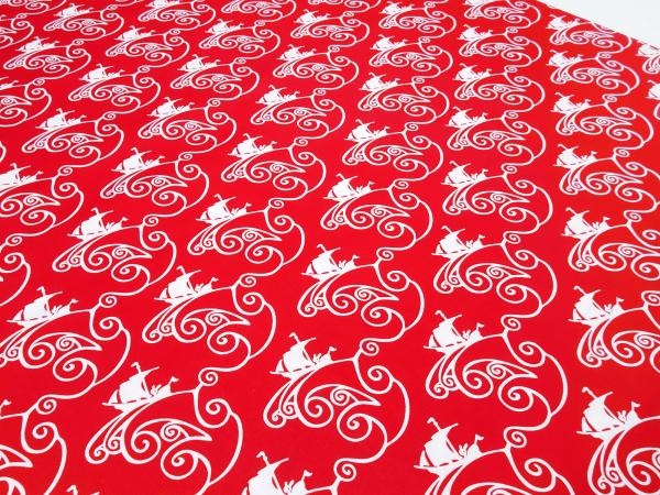 Fabric 100% cotton poplin with a wave design red white dress fabric blouse fabric decorative fabric