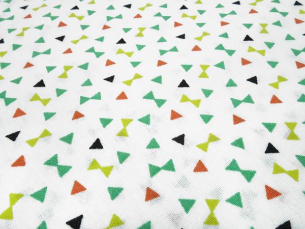 Fabric cotton poplin with geometric pattern triangles design white green kiwi red black blouse fabric dress fabric decoration fabric