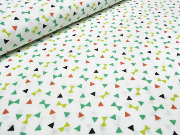 Fabric cotton poplin with geometric pattern triangles design white green kiwi red black blouse fabric dress fabric decoration fabric