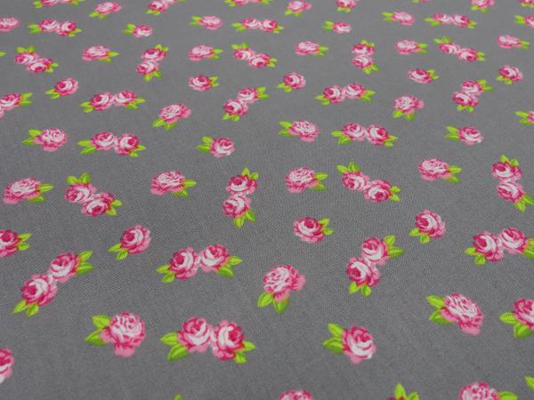 Fabric cotton poplin roses flowers design gray pink white blouse fabric dress fabric decoration fabric