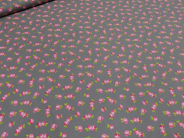 Fabric cotton poplin roses flowers design gray pink white blouse fabric dress fabric decoration fabric