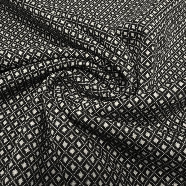 Fabric stretch fine knit jacquard small diamond black wool white dress fabric trouser fabric