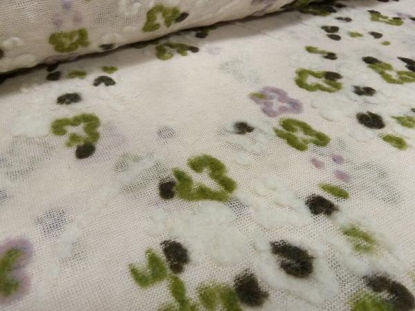 Fabrics Ital. linen knit intarsia flowers sand wool white old pink green olive dress fabric blouse fabric