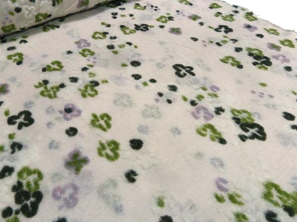 Fabrics Ital. linen knit intarsia flowers sand wool white old pink green olive dress fabric blouse fabric